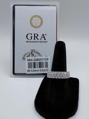 GRA Moissanite Triple Row Eternity Band Ring with Certification Size 6